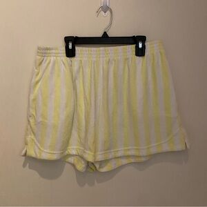 RVCA Sunday Collection Yellow and White Striped Terrycloth Shorts